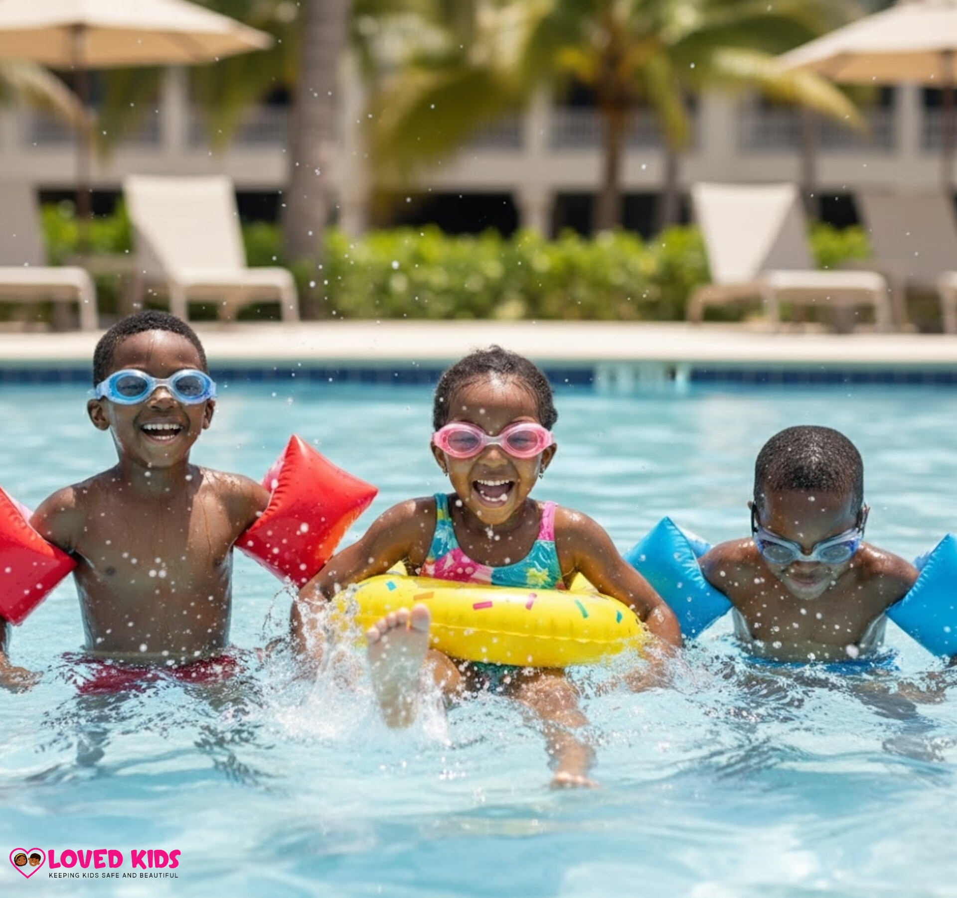 Swimming goggles and ear plugs for kids